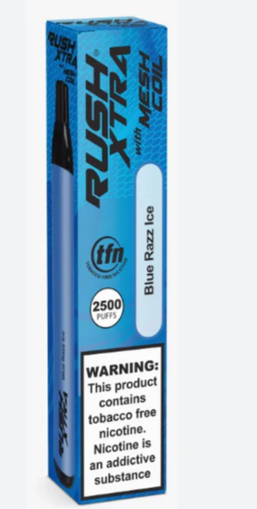 RUSH XTRA Disposable Vape: 2500 Puffs of Blue Razz Ice for $12.99