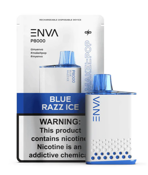ENVA P8000 Blue Razz Ice Flavor 5% Nicotine 8000 Puffs | Fast Shipping