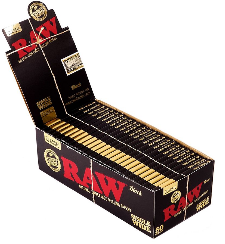 Classic Raw Black Single Wide Rolling Papers: 1 Count