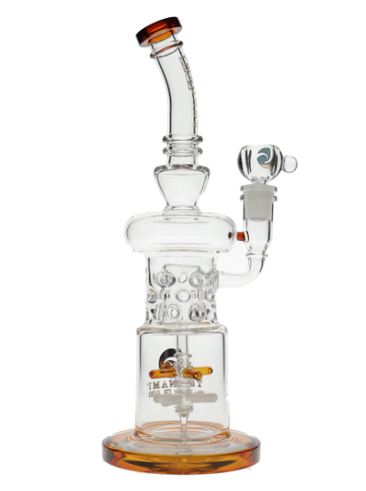 12" Tsunami Glass - Double Propeller Drum Perc Bong Or Recycler Dab Rig