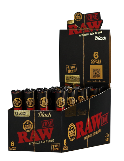 RAW Black Classic 1 1/4 Cones - Single Count