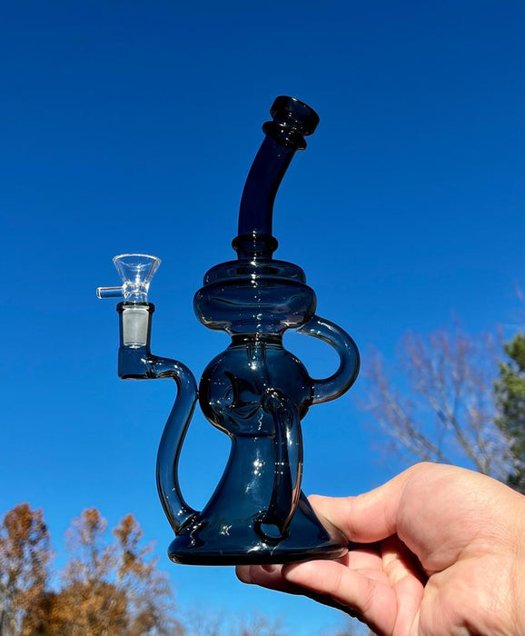 10” Black Glass Ball Recycler Beaker Dab Rig Or Bong