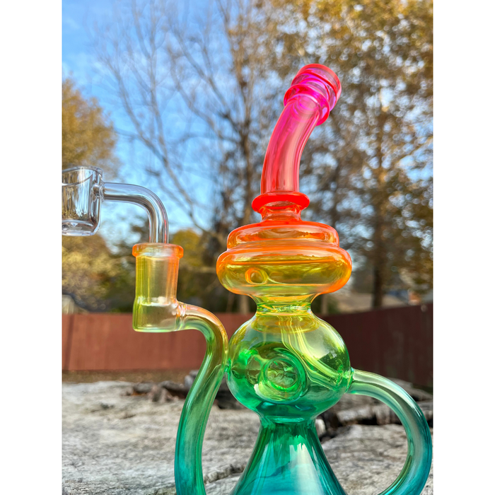 10"Rainbow Full Of Life Recycler Dab Rig Or Bong