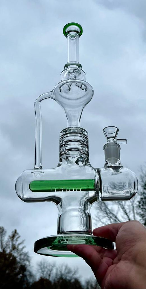 17" One-Arm Inline Recycler Bong Water Pipe Green
