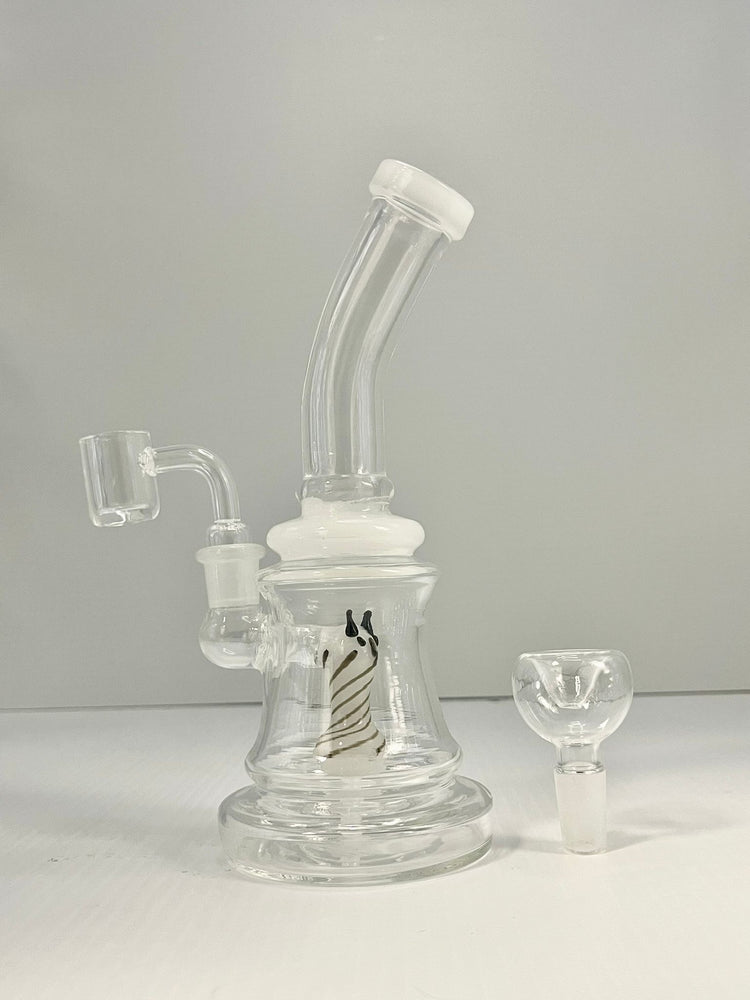7.5" Mini Bubbler Glass Dab Rig/Bong Free Shipping, 14mm Bowl & Banger Included