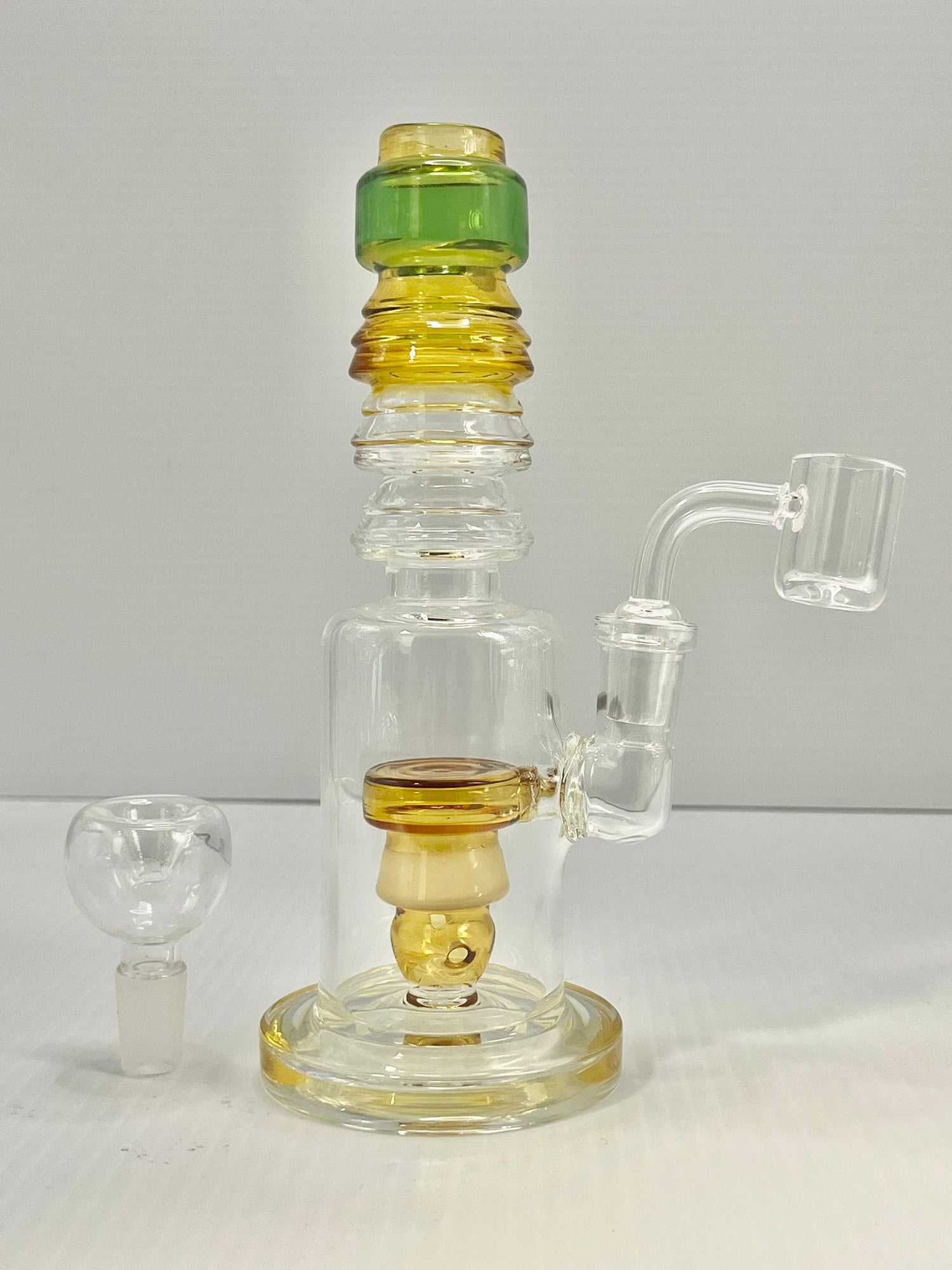 7.5" Shower Head Perk Ring Mouth Dab Rig or Bong with Free Shipping - Includes 14mm Bowl and Banger
