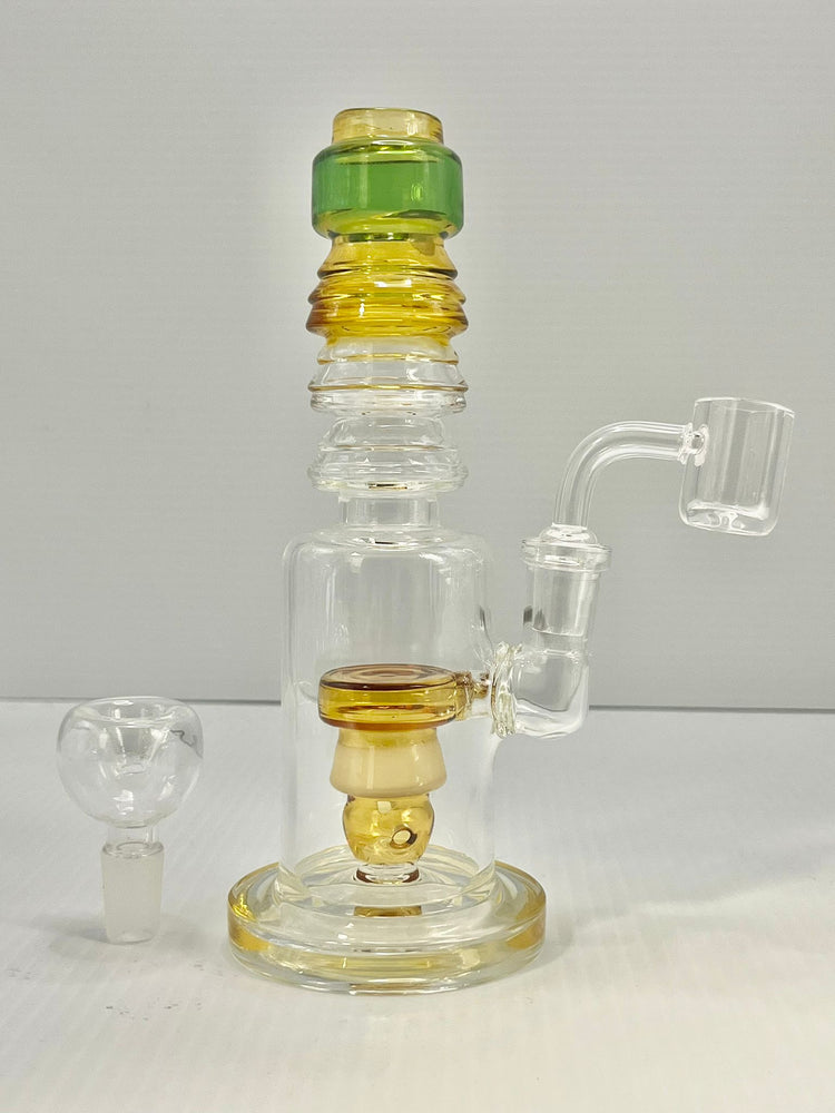 7.5" Shower Head Perk Ring Mouth Dab Rig or Bong with Free Shipping - Includes 14mm Bowl and Banger