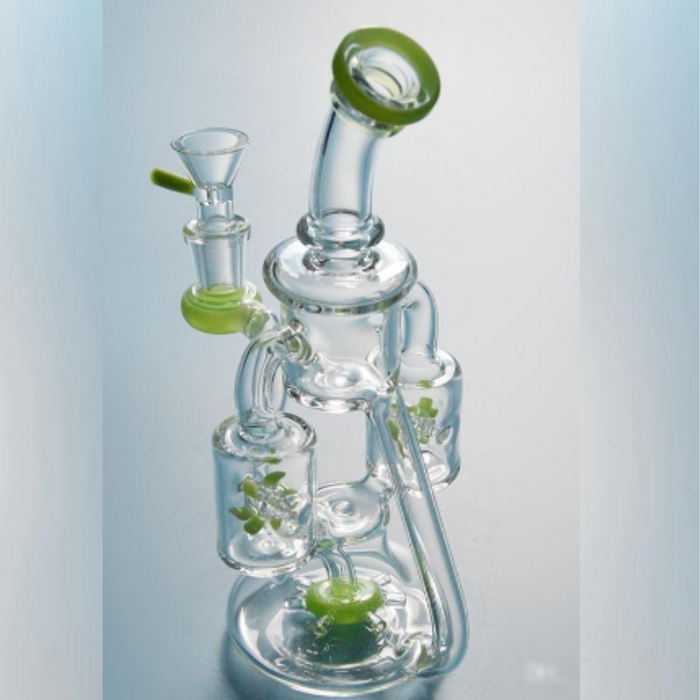 9″ Double Propeller Dual Recycler Glass Beaker Dab Rig Or Bong