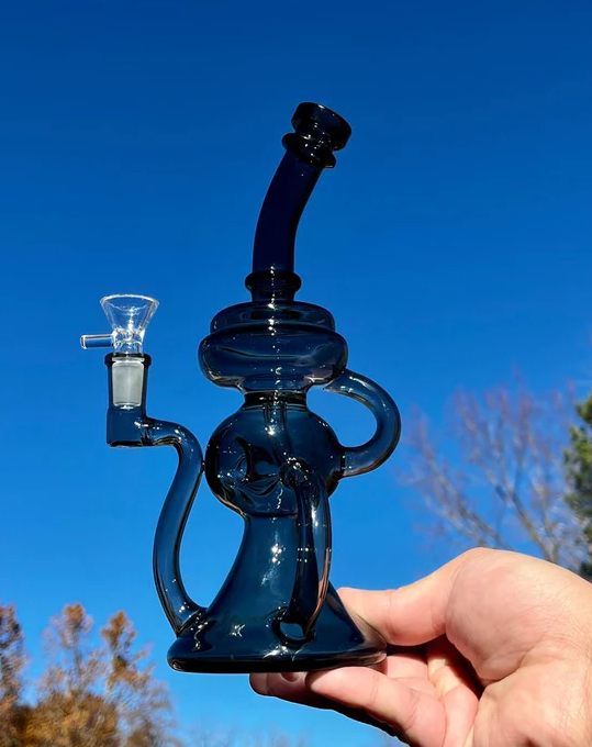 Black Glass Ball Recycler Bong | 10" Premium Dab Rig | Optimal Filtration