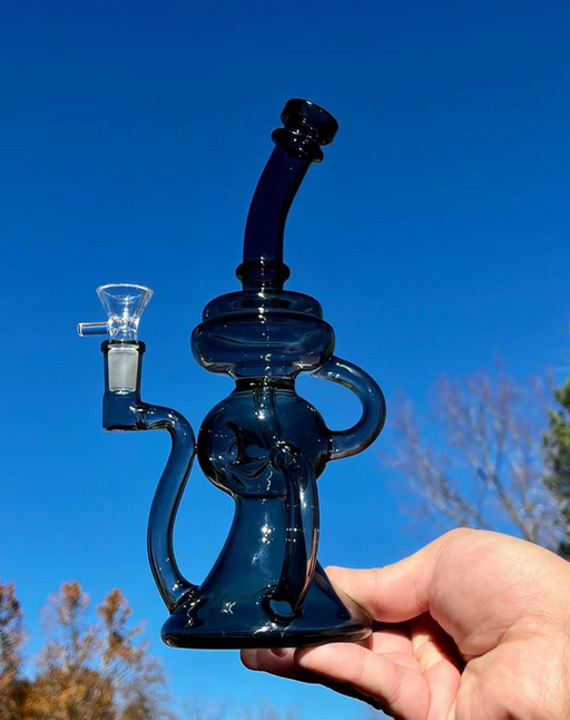 10” Black Glass Ball Recycler Beaker Bong - Top-Quality Dab Rig for Optimal Filtration