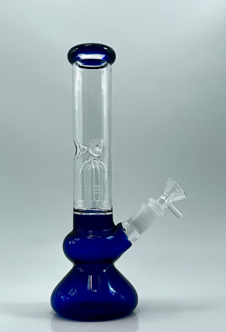 Blue Dream: 9.5" Integrated Double Chamber Percolator Glass Bong