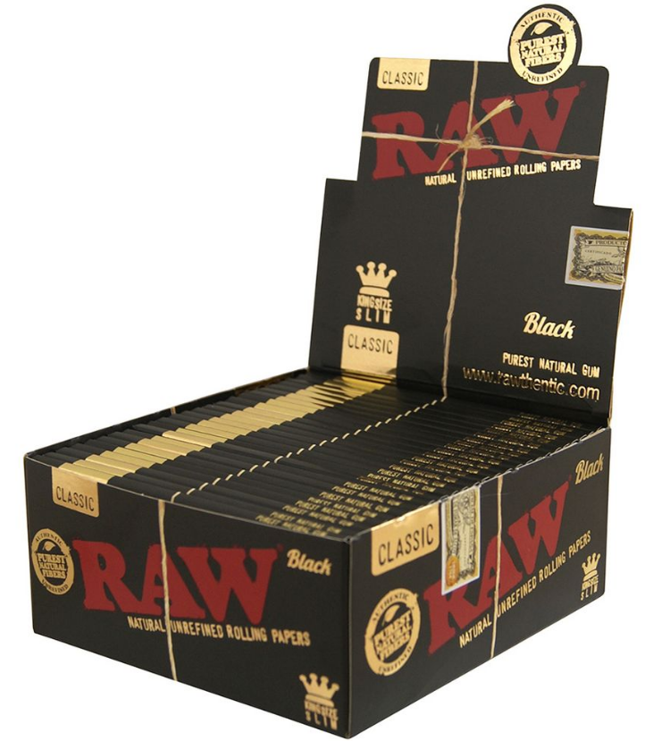 Premium Smoking Experience: RAW Black Classic Kingsize Slim Papers (1 Count)