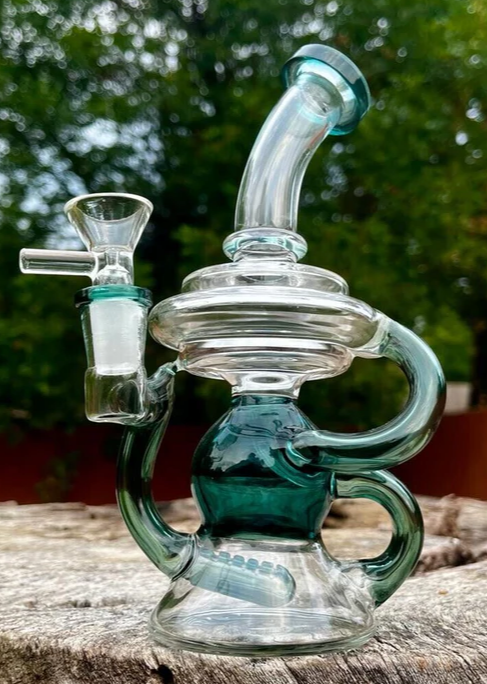 Ultimate 8-Inch Double Recycler Dab Rig Bong Water Pipe for Enhanced Filtration and Smooth Dabs