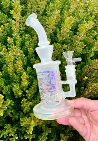 Premium 9-inch Electroplated Cyber Frosted Dab Rig: High-Quality Water Pipe Bong