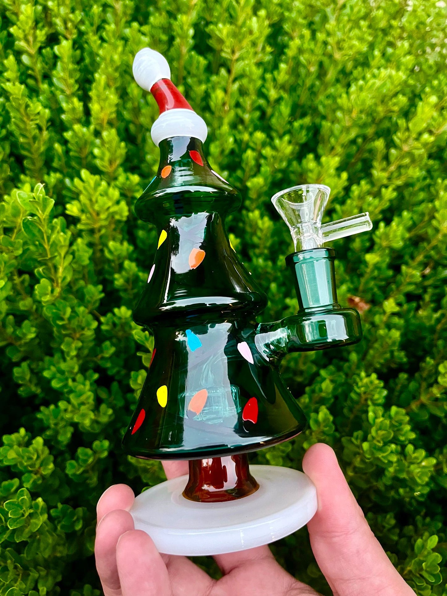 Christmas Festive Tree Glass Bubbler Rig 8"