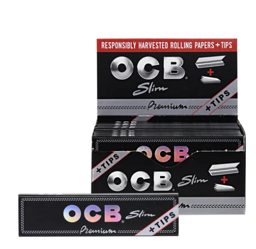 Premium Responsibly Harvested OCB Slim Rolling Papers + Tips Single Count