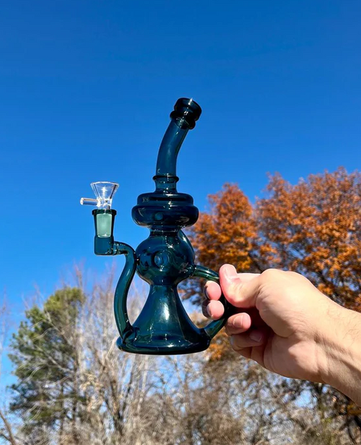 Premium 10-Inch Green Recycler Beaker Dab Rig or Bong - High-Quality Glass Water Pipe