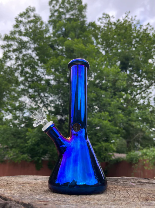 10-Inch Metallic Rainbow Glass Bong - Stunning Water Pipe for Smooth Hits