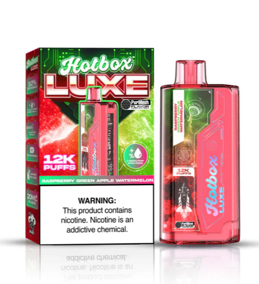 Hotbox Luxe 12k Puffs Premium Disposable Vape with Raspberry Green Apple and Watermelon - Only $17.99