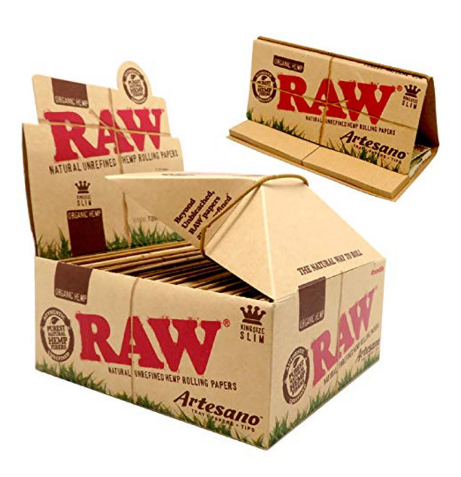 RAW Organic Hemp Artesano Rolling Papers with Tips - King Size: 1 Count