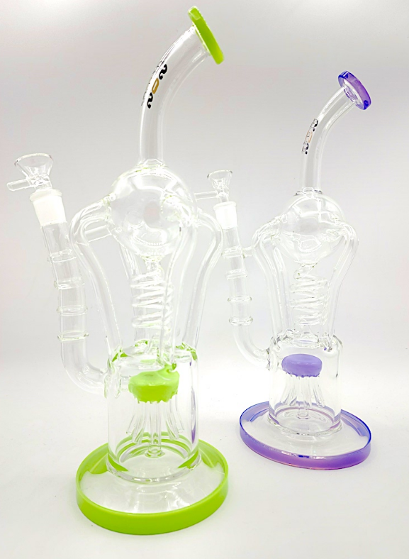 Crystal Cascade: 12-Inch Swirl Mid SOS Glass Water Pipe Bong