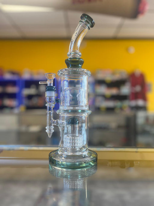 18" SOS Glass Waterpipe with Swirl Center and 4 Cylinder Honeycomb Percs