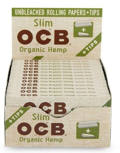 Organic Hemp Unbleached Rolling Papers + Tips Slim OCB 1 Count