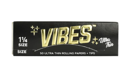 VIBES Ultra Thin Rolling Papers with Tips 1 1/4 Size 1 Count