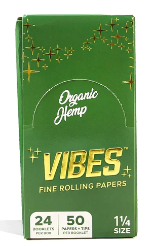 Vibes Organic Hemp 1 1/4 Rolling Papers + Tips Single Count