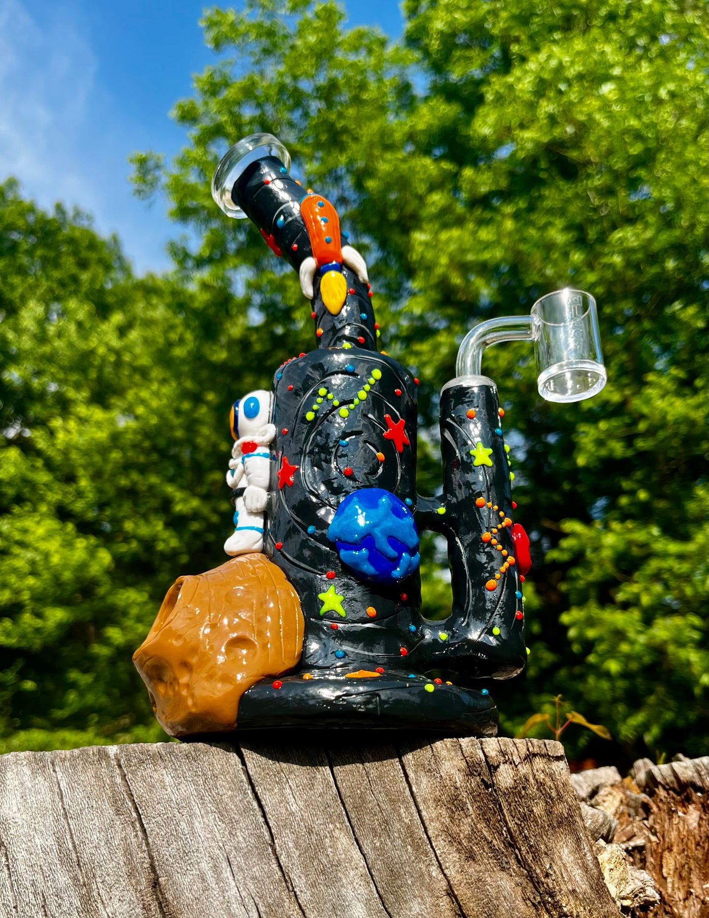 9-Inch Dab Rig Water Pipe Bong with Quartz Honeycomb Percolator 