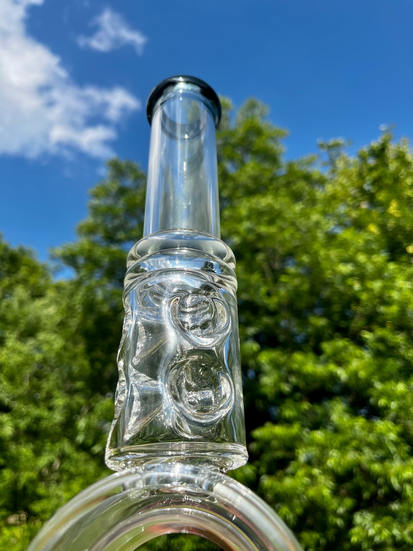 Premium 18-Inch Glass Water Pipe with Sprinkler & Cylinder Percs, Ice Catcher, and Straight Neck: Elevate Your Smoking Experience