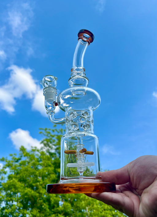 12" Double Propeller Drum Per Recycler-style Water Pipe - Elevate Your Smoking Experience