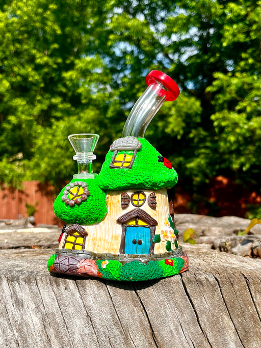 Skyward Journey: 9-Inch Ceramic Dab Rig Water Pipe Bong with Honeycomb Percolator and Artistic Cloud Design
