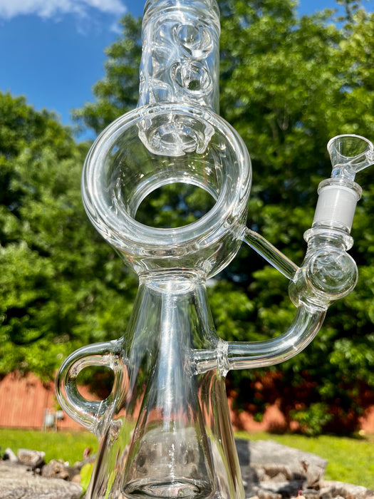 Premium 18-Inch Glass Water Pipe with Sprinkler & Cylinder Percs, Ice Catcher, and Straight Neck: Elevate Your Smoking Experience