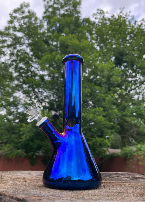 10" Metallic Rainbow Glass Bong with Deluxe Facial Care