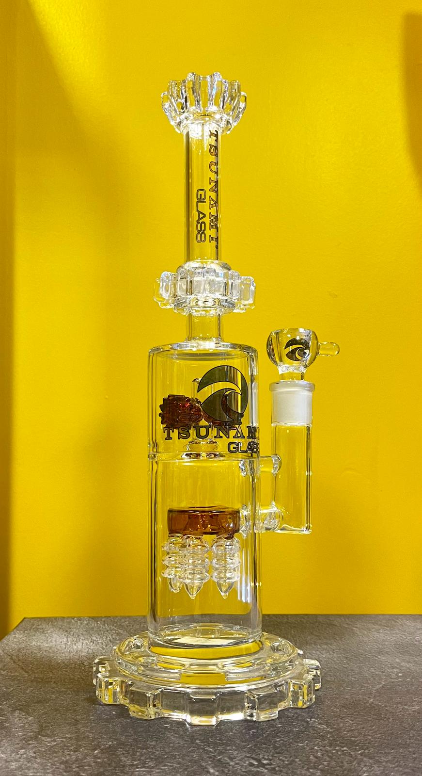 Tsunami 14″ Gear Base Electric Showerhead Glass Water Pipe Bong Thick Glass