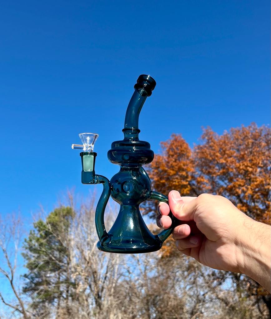 10" Green Klein Vortex  Recycler Beaker Dab Rig Or Bong