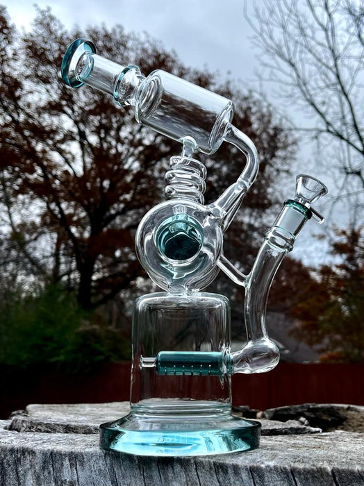 12” Green Space Rocket Recycler Multi Perc Water Pipe Dab Rig