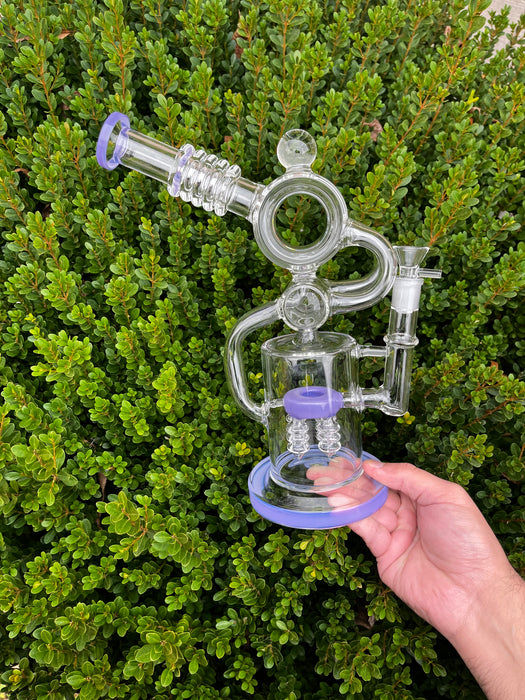 12" Inline Perc Dab Rig Recycler Glass Bong Beaker