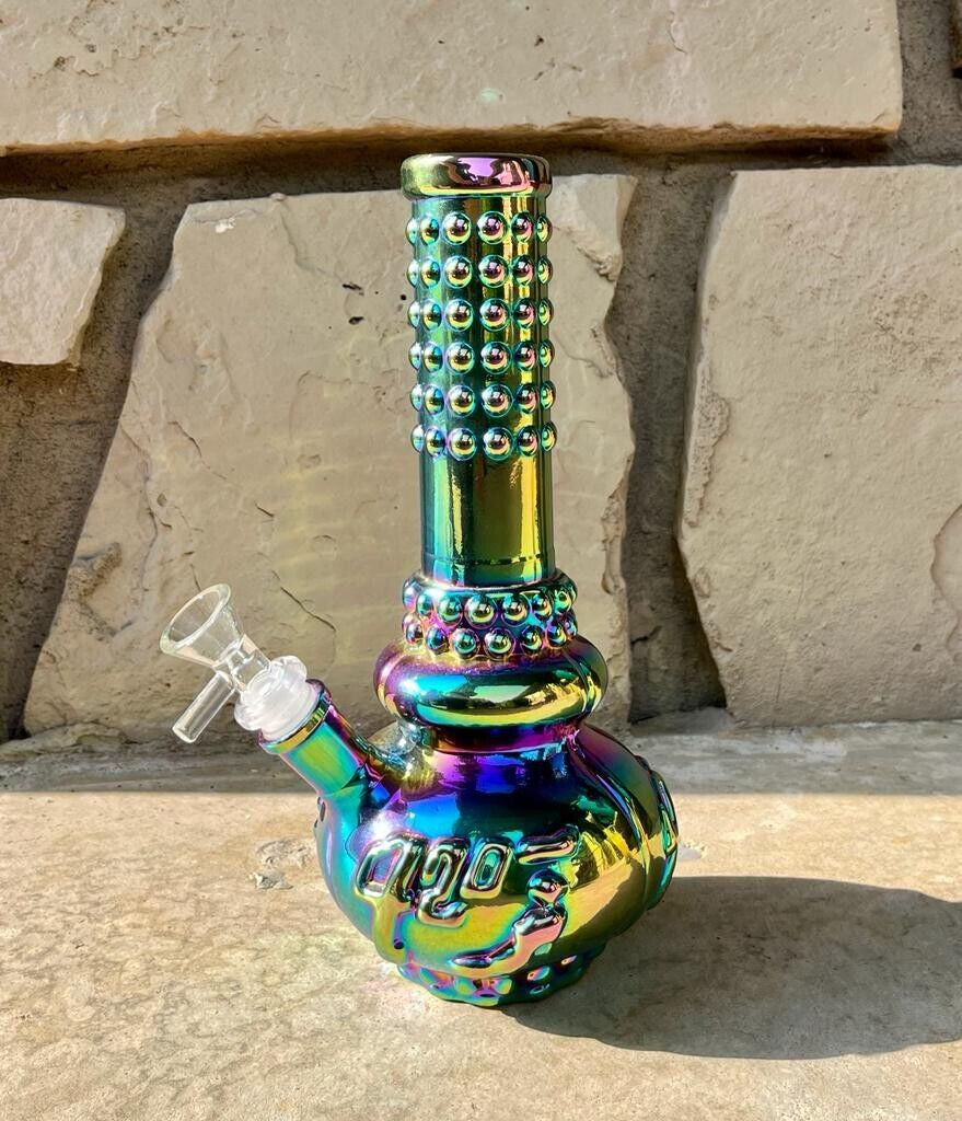 8.26" Multi-Color Glass Bong Water Bong Pipe Hookah +5 FREE Screens