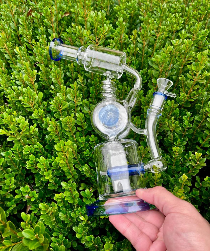 12” Blue Space Rocket Recycler Multi Perc Water Pipe Dab Rig