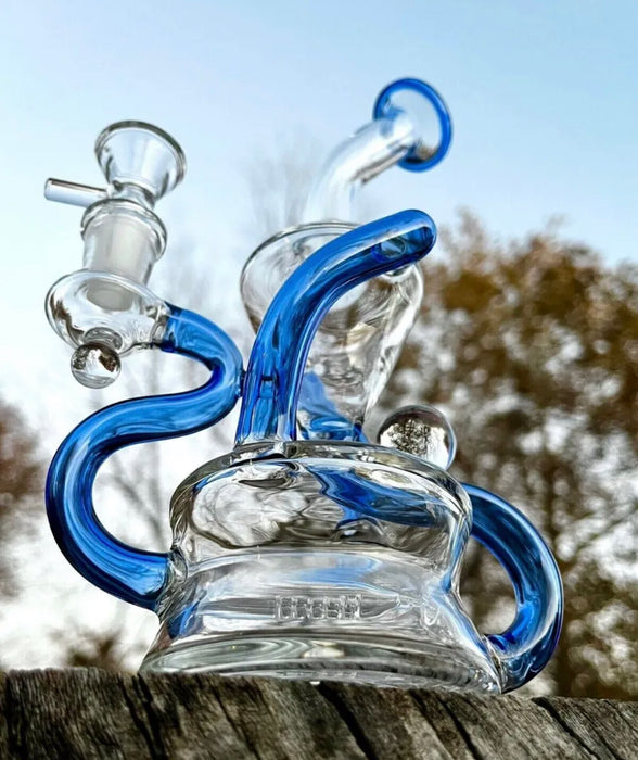 8" Blue Recycler Dab Rig Or Bong