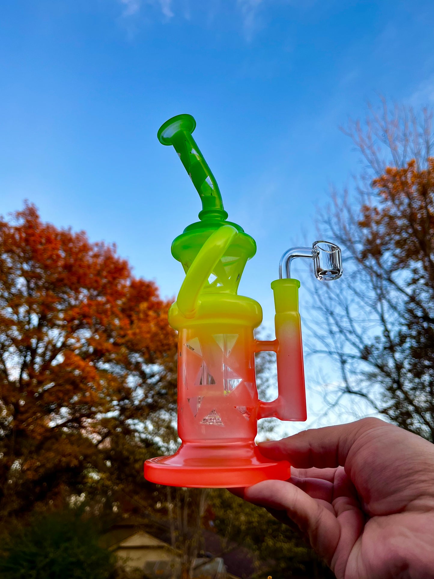 10" Rasta Rainbow Recycler Beaker Dab Rig Or Bong