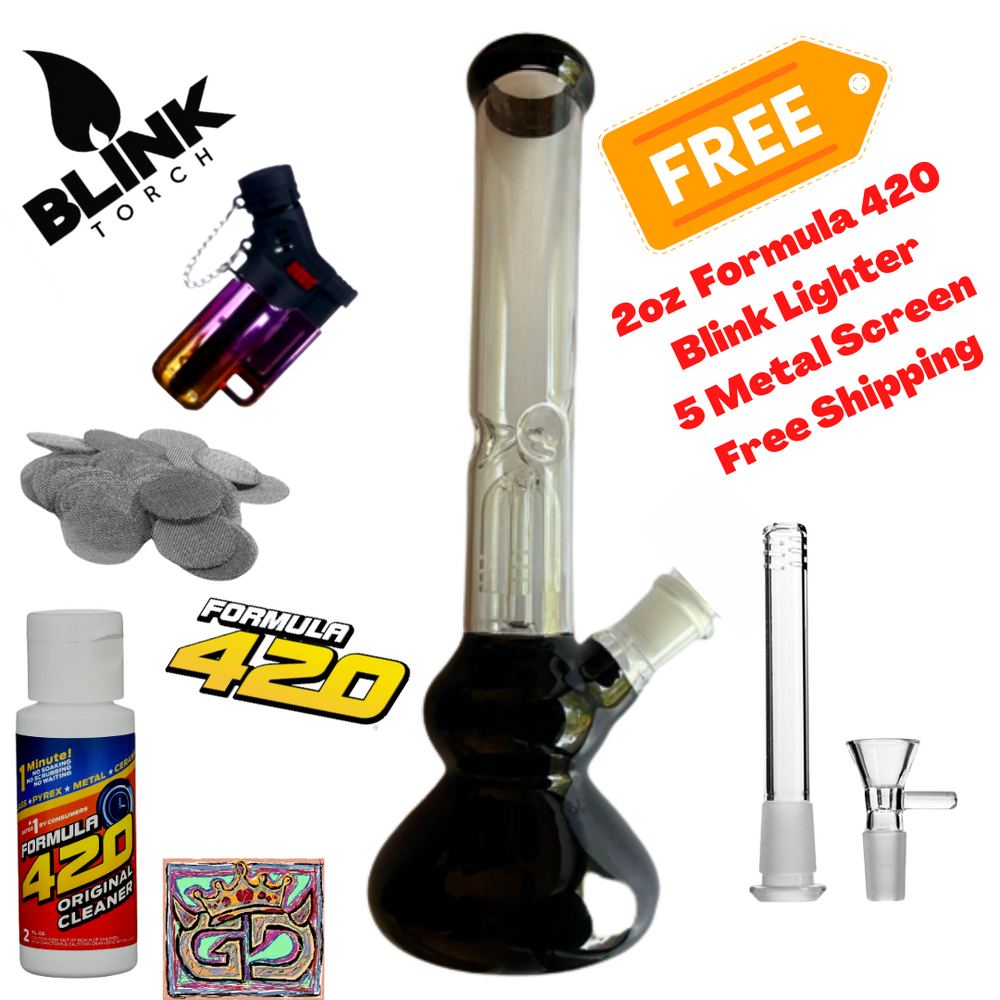 11.2" Glass Bong Percolator Bongs Water Pipes Hookah Arm Tree With Free Shipping