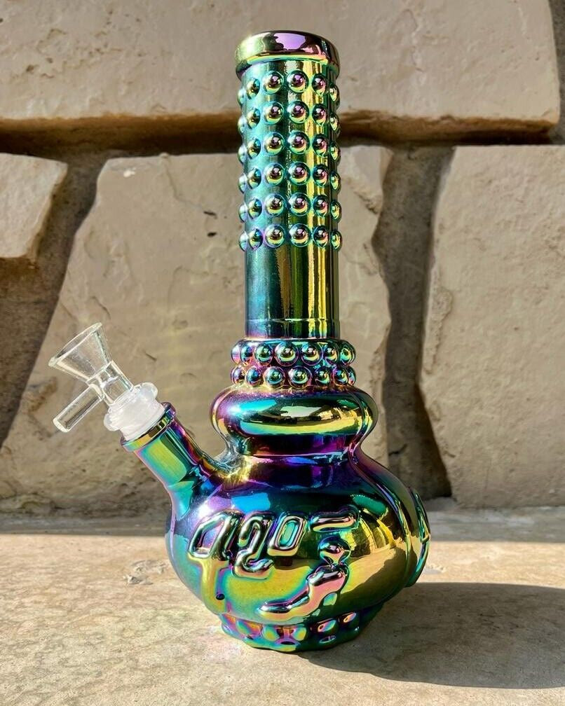 8.26" Multi-Color Glass Bong Water Bong Pipe Hookah +5 FREE Screens