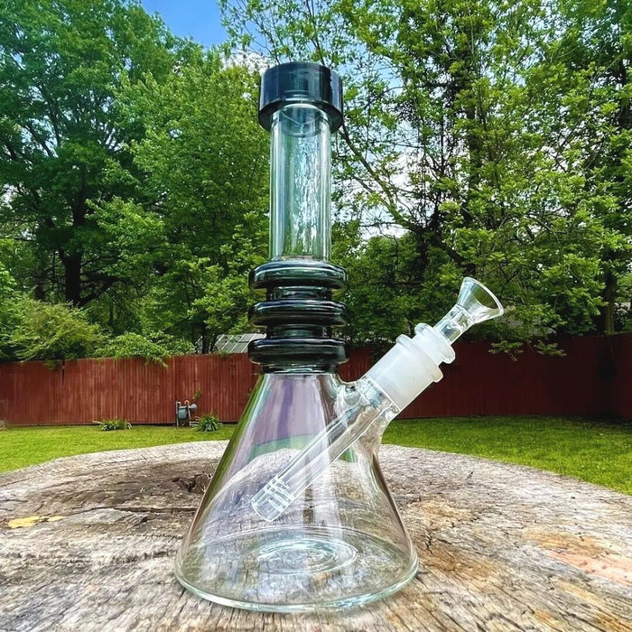 Hookah Water Pipe Glass 10" Tobacco Classic Beaker Bong Teal Black