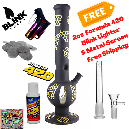 13.7"Halloween Honey Bee Glass Bong Smoking Hookah Water Pipe+ Free Shipping