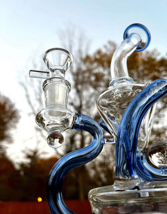 8" Blue Recycler Dab Rig Or Bong
