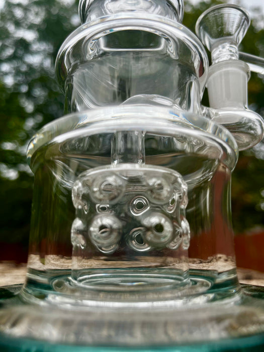 9" Glass Cake Barrel Perc Shower Head Glass Bong Water Pipe Dab Rig