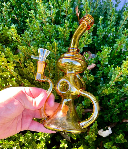 10" Yellow Klein Vortex  Recycler Beaker Dab Rig Or Bong